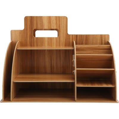 Houten Bureau Organizer Innovatief Cosmetica Kantoorartikelen Opbergrek voor Thuiskantoor Kersenhout brown