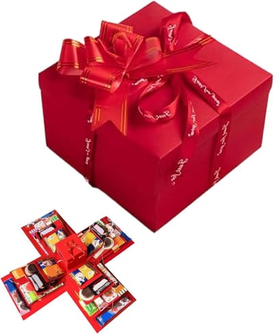 Verrassingsdoos 5-laags rood, doe-het-zelf explosiebox voor verjaardag, Kerstmis en bruiloft met unieke geschenken