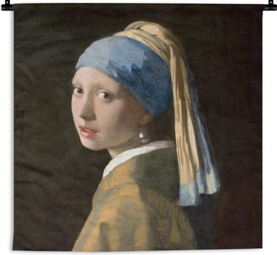 Wandkleed - Wanddoek - Meisje met de parel - Schilderij - Oude meesters - Vermeer - 180x180 cm - Wandtapijt