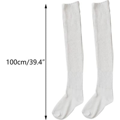 Chaussettes Amples pour Femmes Chaussettes Larges Bas pour Bottes Bas pour Lycéennes Japonaises Accessoires Uniforme JK Jambières Chaussettes Cosplay One Size white