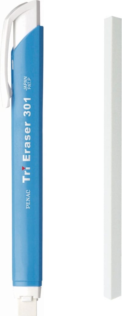 Penac Japan - Gumvulpotlood - Gum Pen - Pastel Blauw + navulling - 8.25mm x 122mm gumpotlood