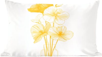 Sierkussens - Kussentjes Woonkamer - 60x40 cm - Lijntekening - Bloemen - Geel - Vaas