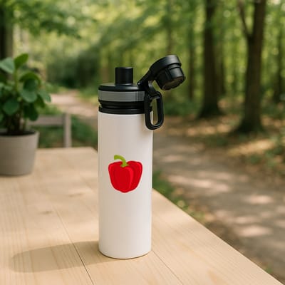 Hacebo® - Rode Paprika waterfles met draaidop grijs - Groente - Groente liefhebbers - paprika - vruchtgroente - puntpaprika - water fles - 850ML