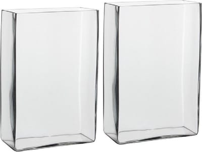 Mica Decorations Vaas - 2x - rechthoekig - glas - 20 x 10 x 30 cm - Accubakken - Glazen vazen - Woonaccessoires