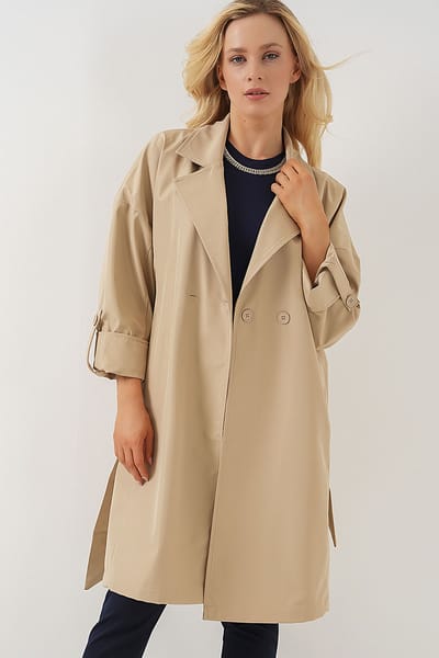 Gevormde Dubbelgeknoopte Trenchcoat