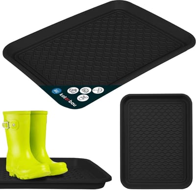 KOTARBAU® Schoenenlekbak, Lekbak Schoenen, Kunststof, 38 x 50 cm, Zwart, Schoenendruipbak, Schoenmat, Laarzen Afdruipmat, Schoenafdruipbak, Schoenenschaal, Lekbak voor Natte Schoenen
