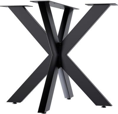 CLP Biloxi tafelpoten - metaal - voor doe-het-zelf - Hoogte 71 cm - Stervormig tafelframe van gepoedercoat staal - zwart 85x85 cm