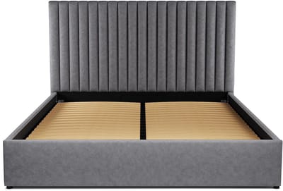 Vente-unique Bed met opbergruimte stof grijs 160 x 200 cm