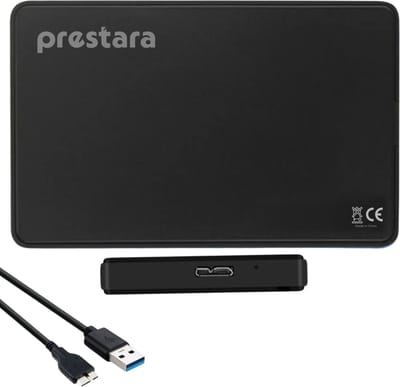 Prestara Externe Harde Schijf Behuizing 2,5 Inch – USB 3.0 – Zwart – Supersnelle Dataoverdracht