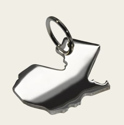 Zilveren Landkaart Guatemala ketting hanger