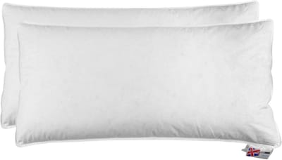 Homescapes Hoofdkussens 40x80 cm – Set van 2 – Medium Zacht – 100% Eendenveren – Anti-Allergisch – Voor Zijslaper & Nekklachten – Oeko‑Tex Gecertificeerd