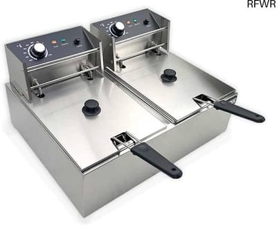 RFWR® Professionele Dubbele Friteuse - 2 x 6 Liter Roestvrij Staal - Handige Temperatuur Indicator