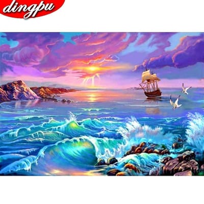Bricolage diamant broderie 5D paysage arrivées peinture voilier mosaïque décoration de la maison 20X30CM pink