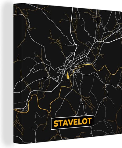 Canvas Schilderij Stavelot - Kaart - Stadskaart - Goud - Plattegrond - 20x20 cm - Wanddecoratie