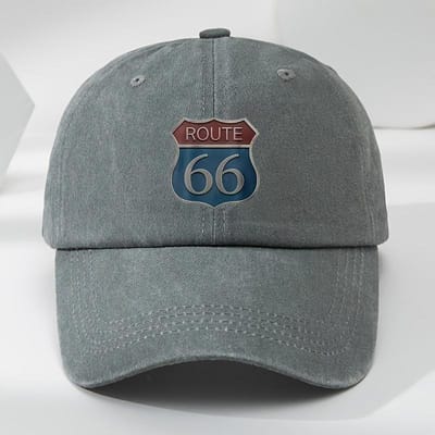 Vintage Route 66 Baseballpet Voor Mannen Vrouwen, Retro Verweerde Dad Hat, Verstelbare Road Trip Snapback Zonneklep Adjustable gray