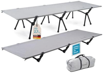 Vouwbed met Verstelbare Hoogte en Verwijderbare Poten - Lichtgewicht Campingbed tot 150 kg, 192 x 66 cm