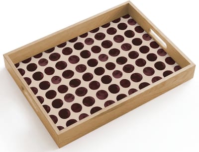 Dienblad hout 40x30 cm - Schootdienblad - Stippen - Patroon - Bruin - Borrelplank rechthoek - Plateau dienbladen
