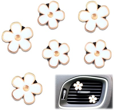 Pack van 6 Auto Luchtverfrisser Clips met Madeliefjes