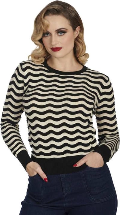 Banned - Sweet Stripes Gebreide trui - XL - Zwart