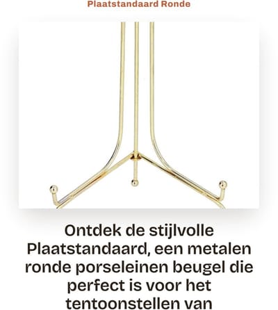 Dailygoods- Plaatstandaard met metalen ronde beugel - Display Standaard - Porseleinen Plaat - Wandklokken - Fotolijst - Geschikt voor fotoalbum - Displaystandaard