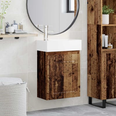 vidaXL - Badkamermeubel - met - kraan - Oud - hout - 45,5 - x - 22,5 - x - 84 - cm