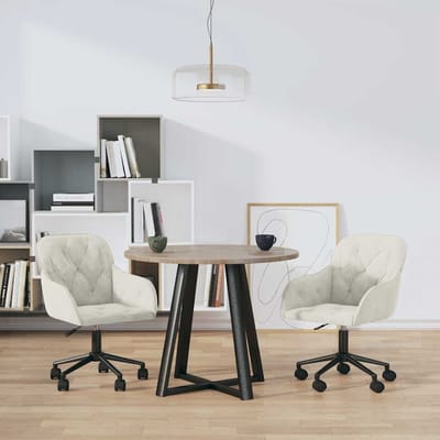 vidaXL - Eetkamerstoelen - draaibaar - 2 - st - fluweel - crèmekleurig