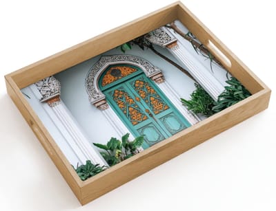 Dienblad hout 40x30 cm - Schootdienblad - Deur - Patronen - Planten - Borrelplank rechthoek - Plateau dienbladen