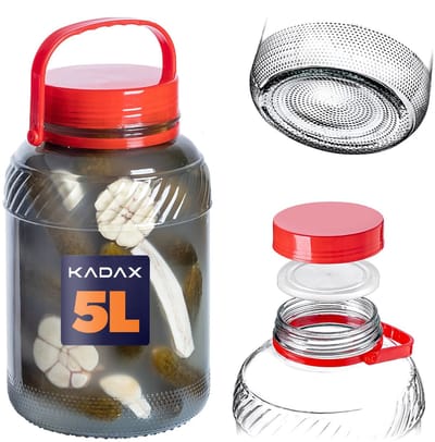KADAX Glazen augurkglas met deksel, inmaakpot, luchtdichte conservering, universeel glas, voorraadpot voor augurken, opslag, weckpot (5 liter, 1 stuks)