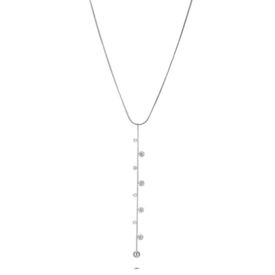 Twice As Nice Halsketting in edelstaal, hangend met zirkonia Zilverkleurig 40cm