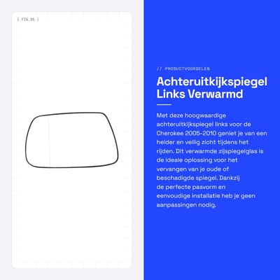 Dailygoods- Achteruitkijkspiegel Links - Verwarmd Glas - Eenvoudig te Installeren - Hoge Betrouwbaarheid - Duidelijk Zicht - Geschikt voor Grand Cherokee 2005-2010 - Spiegelglas