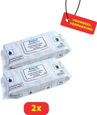 Romed Patiëntendoekjes met Aloë Vera | 2 x 64 doekjes | Voordeelverpakking!