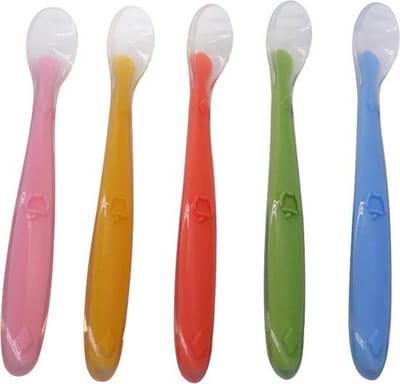 LOUZIR Zachte Siliconen voeding lepel- Babylepel- Baby Feeder- Antibacteriële lepels