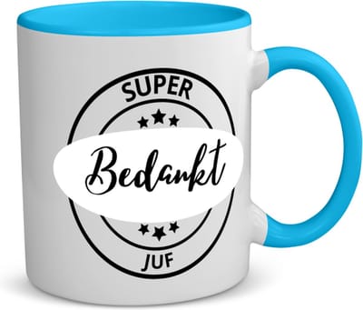 Akyol - super bedankt juf koffiemok - theemok - blauw - Juf - beste juf - school - verjaardagscadeau - afscheidscadeau - kado - gift - geschenk - 350 ML inhoud