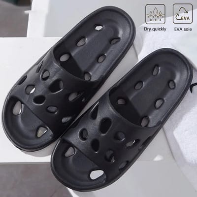 Slippers - Zwmbad Slipper -Zomer Slipper met gaatjes - zwembad slippers heren - zwembad slippers dames - douche slippers - Zwart- Maat 40-41