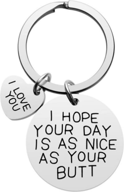Fako Bijoux - Sleutelhanger I Hope Your Day Is As Nice As Your Butt - I Love You - Sleutelring Tekst - Cadeau - Geschenk - Zilverkleurig