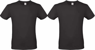 Set van 3x stuks zwart basic t-shirt met ronde hals voor heren - katoen - 145 grams - zwarte shirts / kleding, maat: S (48)