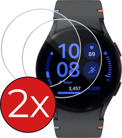 Screenprotector - 2 Stuks - Geschikt voor Samsung Galaxy Watch FE (40mm) - Sterk & Shockproof - Tempered Glass - Gehard Glas - Beschermglas Screen Cover - Bescherm Protector voor Smartwatch