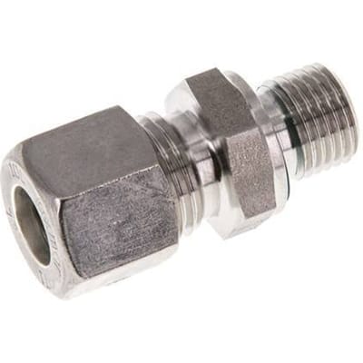 G 1/4'' Buitendraad x 10L RVS Rechte Knelfitting met FKM Afdichting 315 Bar DIN 2353 - FL2S-MO-STFP-014G-10-L