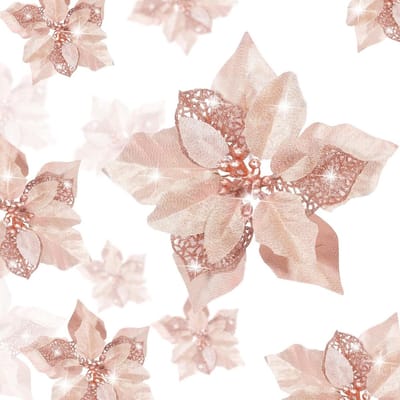 36 Stuks Kunstmatige Ster Bloemen voor Kerstdecoratie, Bruiloft en Nieuwjaarsversiering (Roségoud)