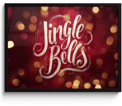 Poster in lijst - Fotolijst 80x60 cm - Posters - Jingle - Bells - Kerst - Rood - Posterlijst zwart - Decoratie - Wanddecoratie woonkamer - Muurdecoratie slaapkamer - Kerstversiering - Kerstdecoratie voor binnen - Kerstmis