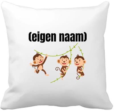 Akyol - slingerende aapjes met eigen naam Kussen hoes - Aap - apen liefhebbers - iemand die houdt van apen - verjaardag - cadeau - kado - geschenk - 40 bij 40 cm