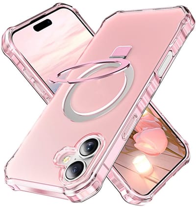 Coverup Hoesje - Geschikt voor iPhone 17 Hoesje - Coverup ShockProof TPU Back Cover met MagSafe Compatible Ring Kickstand - Roze