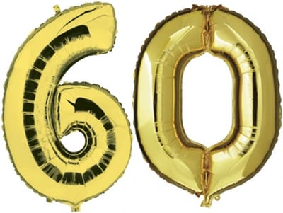 60 jaar verjaardag - Folie ballon cijfers - goud - 88 cm - versiering - feestarteikelen