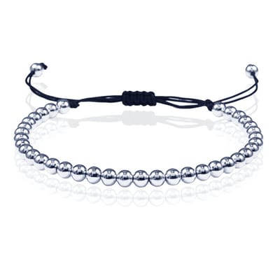 Macrame Armband Dames - 5mm Zilveren Kralen