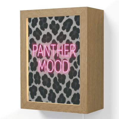 Wandlamp 15x20 cm - Oplaadbaar - Panterprint - Zwart - Neonletters - Roze - Wandlampen binnen woonkamer - Slaapkamer lamp met kabel - Decoratieve nachtlamp - Vloerlamp snoer