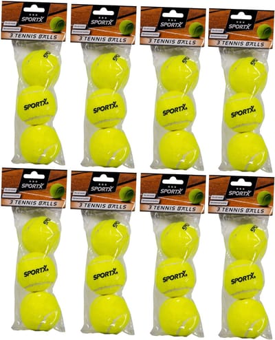 Sportx Tennisballen - 24x - geel - rubber/katoen - standaard formaat - buitenspeelgoed