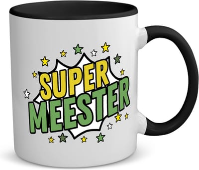 Akyol - super meester koffiemok - theemok - zwart - Meester - een meester - school - verjaardagscadeau - afscheidscadeau - kado - gift - 350 ML inhoud