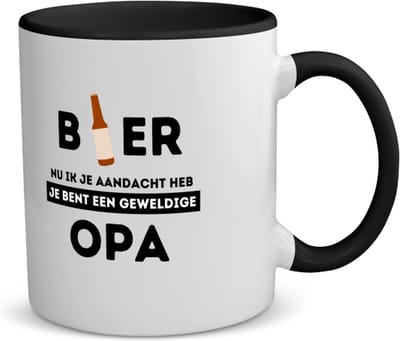 Akyol - bier, nu ik je aandacht heb je bent een geweldige opa koffiemok - theemok - zwart - Opa - de beste opa - verjaardagscadeau - verjaardag - cadeau - cadeautje voor opa - opa artikelen - kado - geschenk - gift - 350 ML inhoud