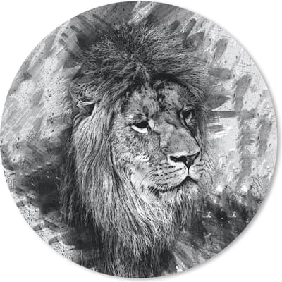 Muismat rond 20x20 cm - Mousepad Leeuw - Patronen - Zwart - Wit - Ronde muismatten