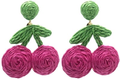 Kersen oorbellen Dames - Grote statement oorbellen fruit - Lichtgewicht festival sieraden - 5,5 x 4 Centimeter - Roze - Damesdingetjes